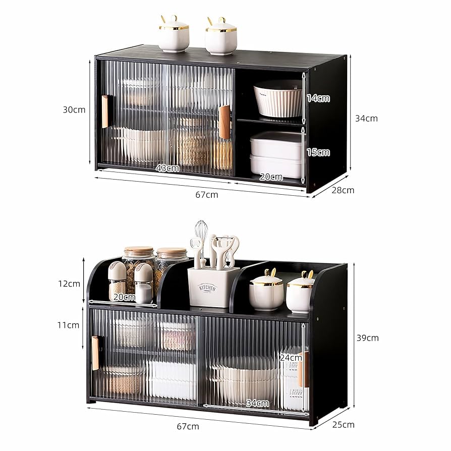 【送料込み実質500円】黒のガラス扉付き収納棚・食器棚 送料込み実質500円】黒のガラス扉付き収納棚・食器棚